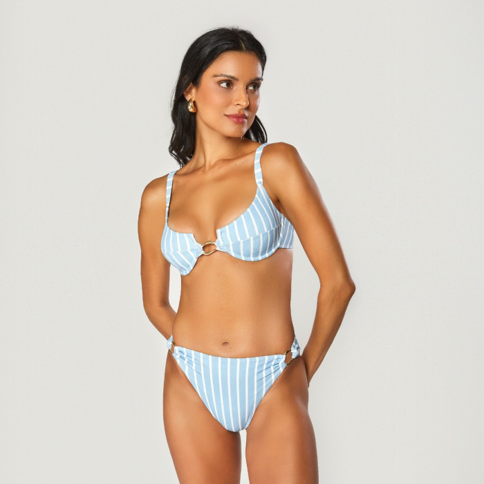 Biquíni Hot Pants Golden Summer Blue Stripes